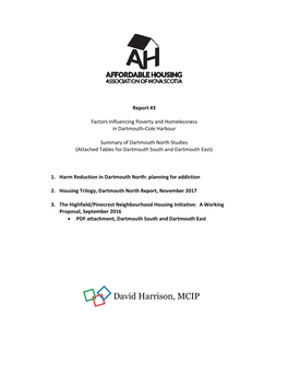 Report #3 Factors Influencing Poverty and Homelessness in Dartmouth