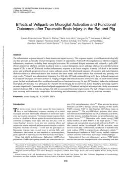 Effects of Veliparib on Microglial Activation and Functional Outcomes After Traumatic Brain Injury in the Rat and Pig
