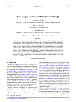 Local Energetic Constraints on Walker Circulation Strength