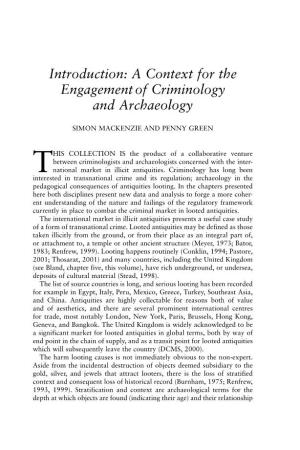 Introduction: a Context for the Engagementof Criminology and Archaeology