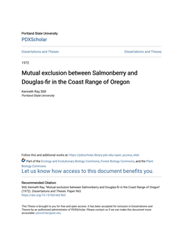 Mutual Exclusion Between Salmonberry and Douglas-Fir in the Coast Range of Oregon