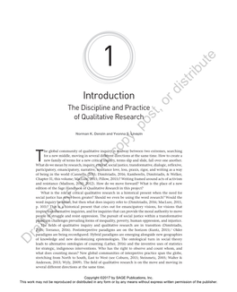 Introduction Distribute the Discipline and Practice Or of Qualitative Research Post, Norman K