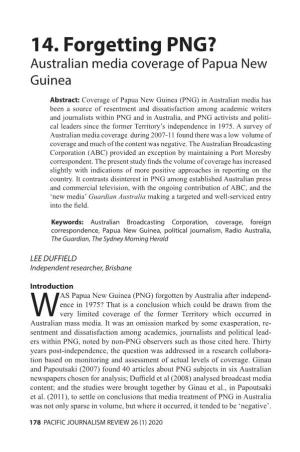 14. Forgetting PNG? Australian Media Coverage of Papua New Guinea