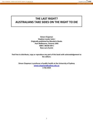 Australians Take Sides on the Right to Die