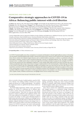 Comparative Strategic Approaches to COVID-19 in Africa: Balancing Public Interest with Civil Liberties