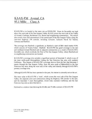 KAAX-FM Avenal, CA 95.1 Mhz Class A
