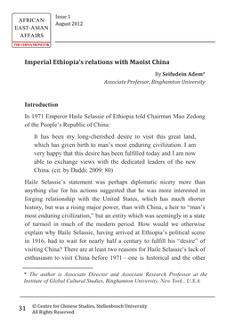 31 Imperial Ethiopia's Relations with Maoist China