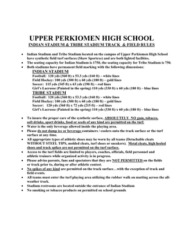 UPHS Stadium Rules and Guidelines