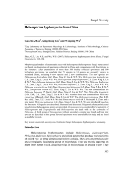 Helicosporous Hyphomycetes from China