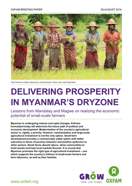 Delivering Prosperity in Myanmar's Dryzone: Lessons from Mandalay