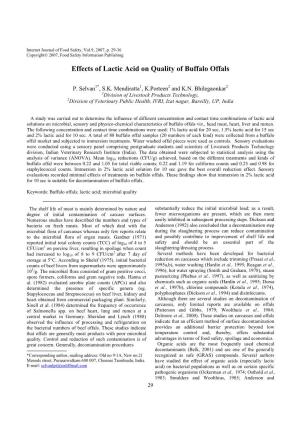 Effects of Lactic Acid on Quality of Buffalo Offals
