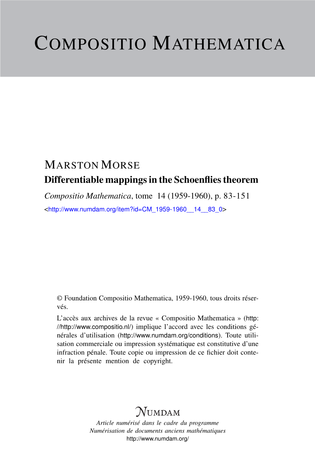 Differentiable Mappings in the Schoenflies Theorem