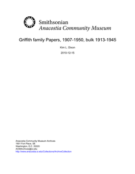 Griffith Family Papers, 1907-1950, Bulk 1913-1945