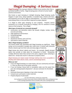 Illegal Dumping - a Serious Issue