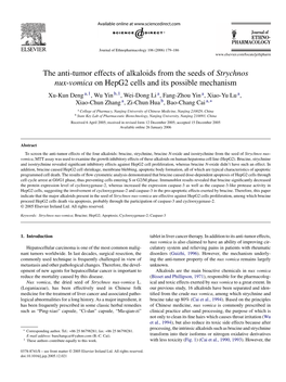 The Anti-Tumor Effects of Alkaloids from the Seeds of Strychnos Nux-Vomica