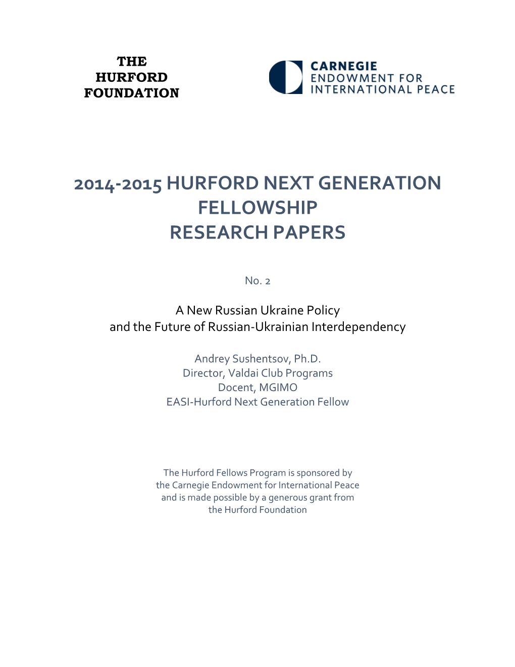 2014-2015 Hurford Next Generation Fellowship Research Papers