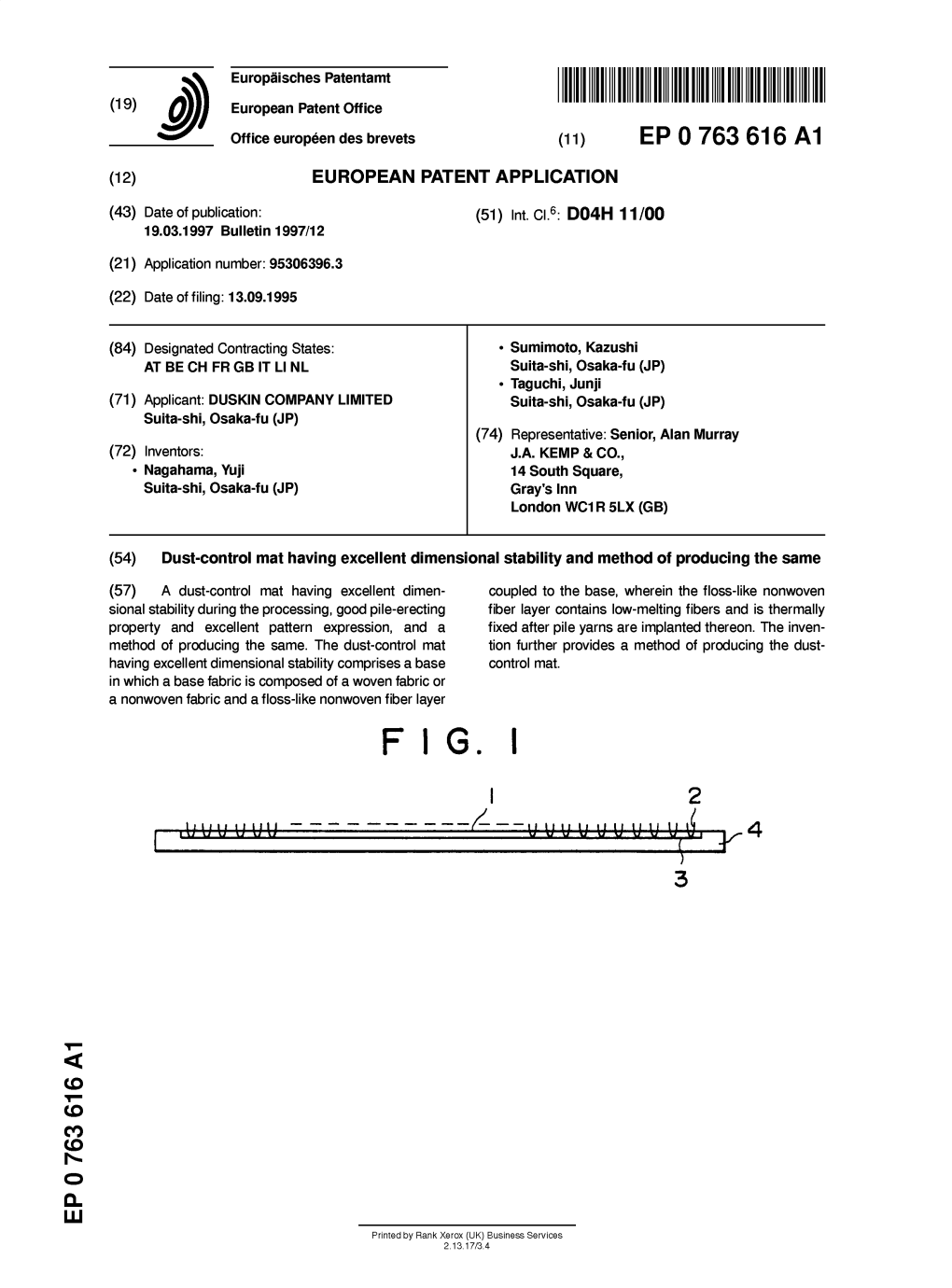 Dust-Control Mat Having Excellent Dimensional Stability and Method of Producing the Same