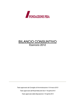 BILANCIO CONSUNTIVO Esercizio 2012