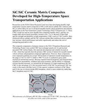 Sic/Sic Ceramic Matrix Composites Developed for High-Temperature Space Transportation Applications