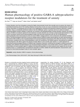 Human Pharmacology of Positive GABA-A Subtype-Selective Receptor Modulators for the Treatment of Anxiety