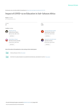Impact of COVID-19 on Education in Sub-Saharan Africa