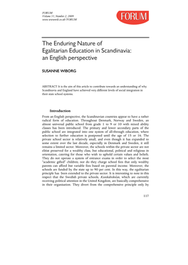 The Enduring Nature of Egalitarian Education in Scandinavia: an English Perspective