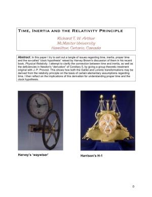 Time, Inertia and the Relativity Principle Richard T