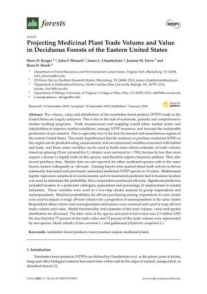 Projecting Medicinal Plant Trade Volume and Value in Deciduous Forests of the Eastern United States