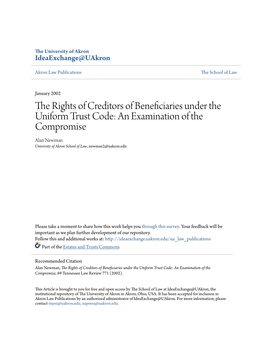 The Rights of Creditors of Beneficiaries Under the Uniform