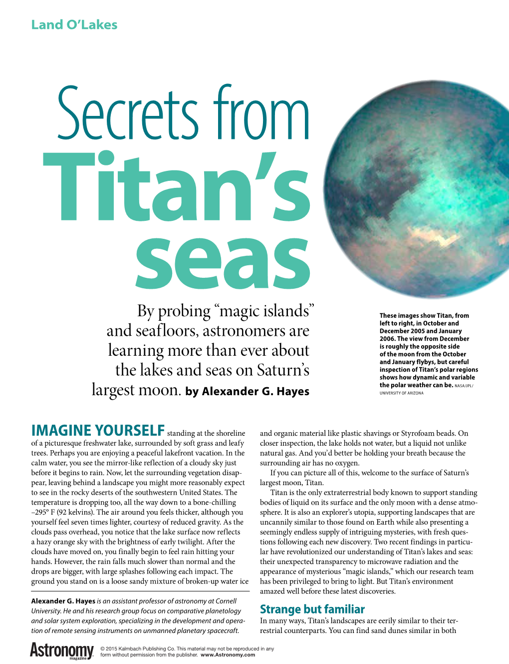 Secrets from Titan's Seas