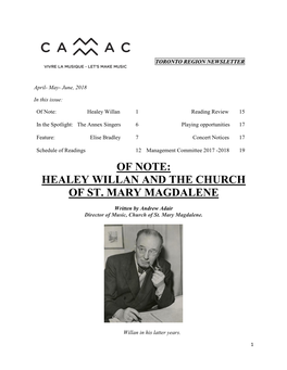 Healey Willan and the Church of St. Mary Magdalene