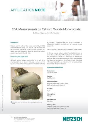 TGA Measurements on Calcium Oxalate Monohydrate