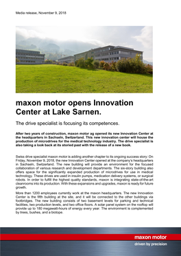 Maxon Motor Opens Innovation Center at Lake Sarnen