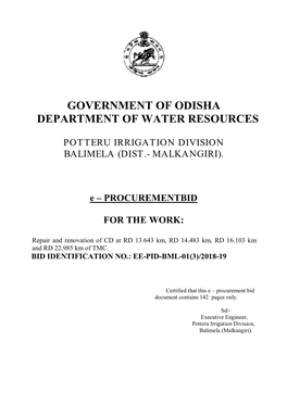 Government of Odisha Department of Water Resources