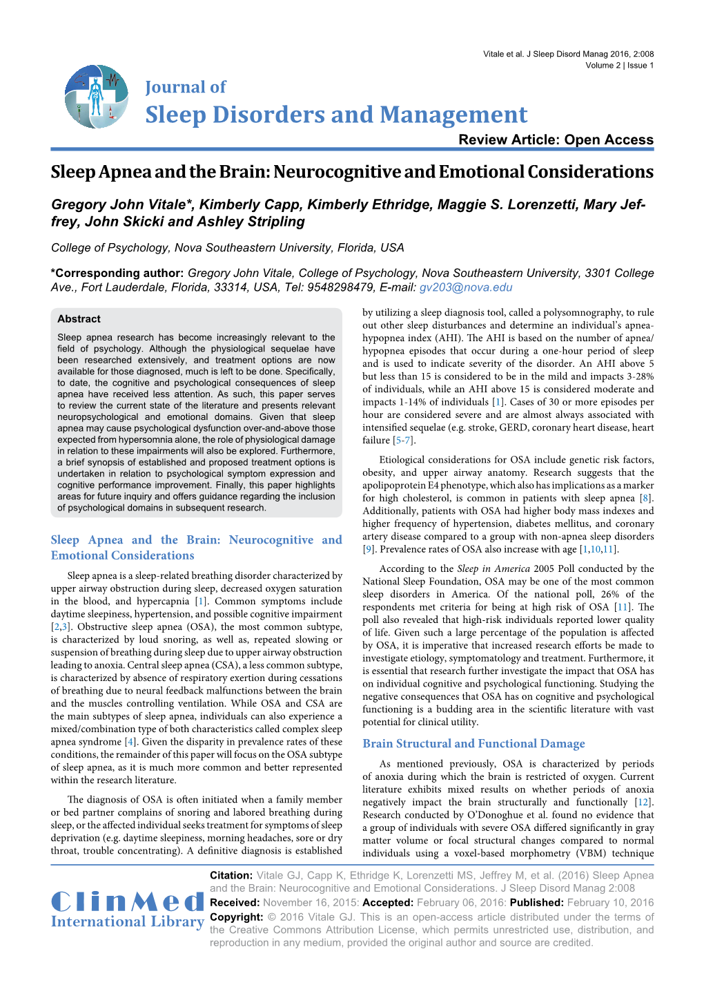 Sleep Apnea and the Brain: Neurocognitive and Emotional Considerations