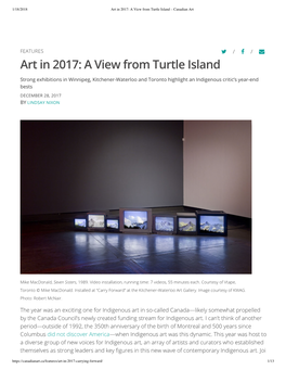 Art in 2017: a View from Turtle Island – Canadian Art