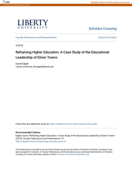 A Case Study of the Educational Leadership of Elmer Towns