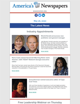 The Latest News Industry Appointments Free Leadership Webinar on Thursday