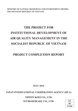 The Project for Institutional Development of Air Quality Management in the Socialist Republic of Vietnam