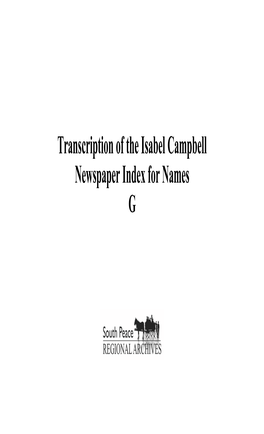 Transcription of the Isabel Campbell Newspaper Index for Names G