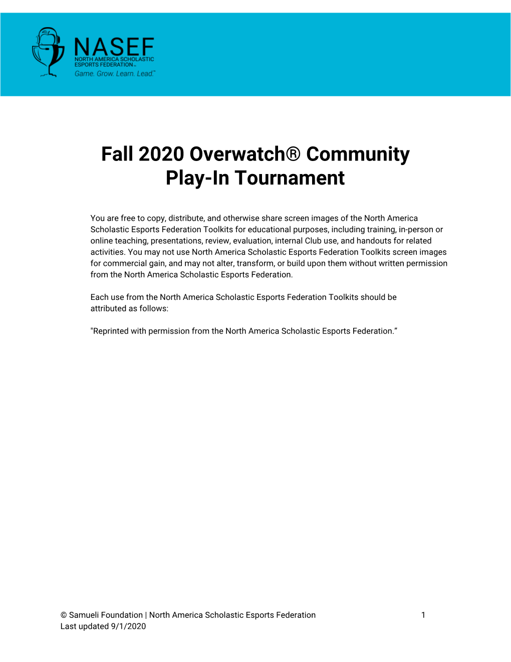 Fall 2020 Overwatch® Community Play-In Tournament