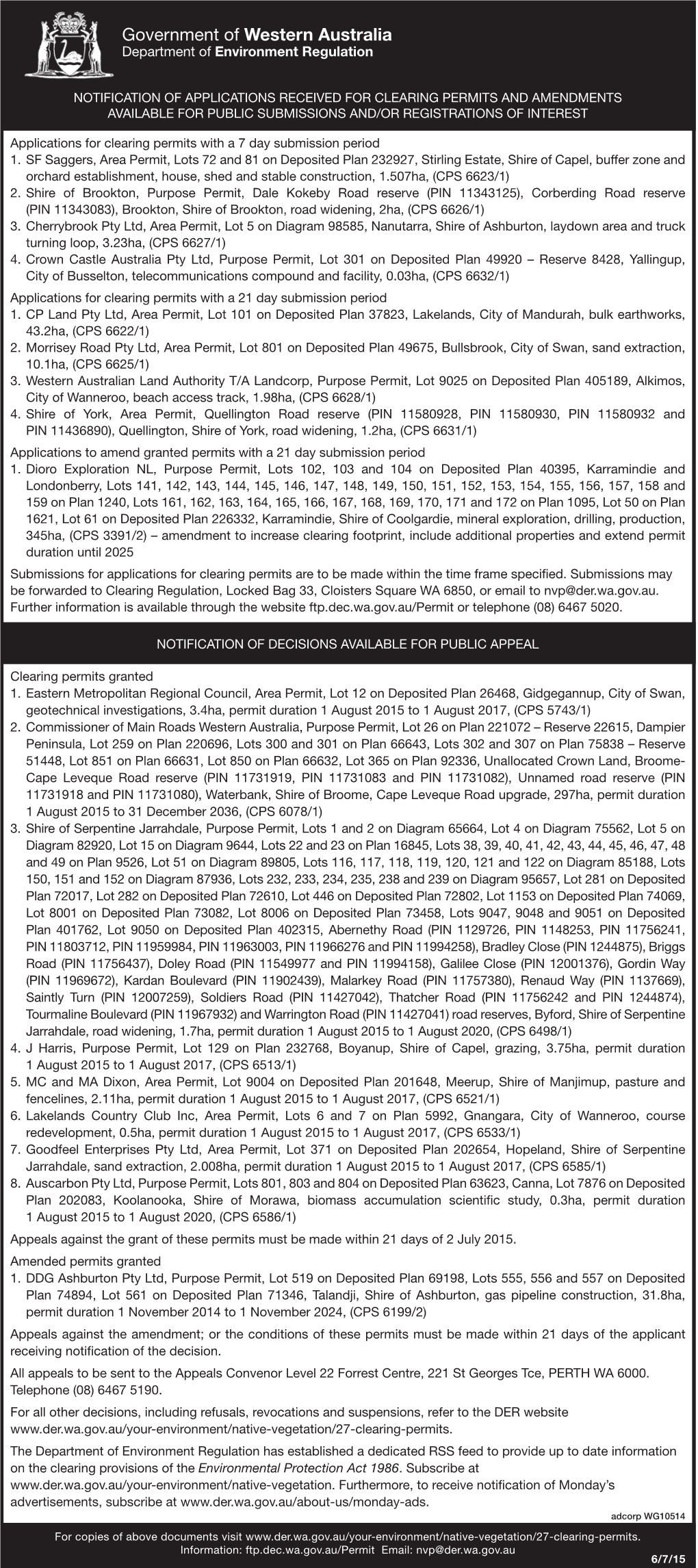 Government of Western Australia Department of Environment Regulation