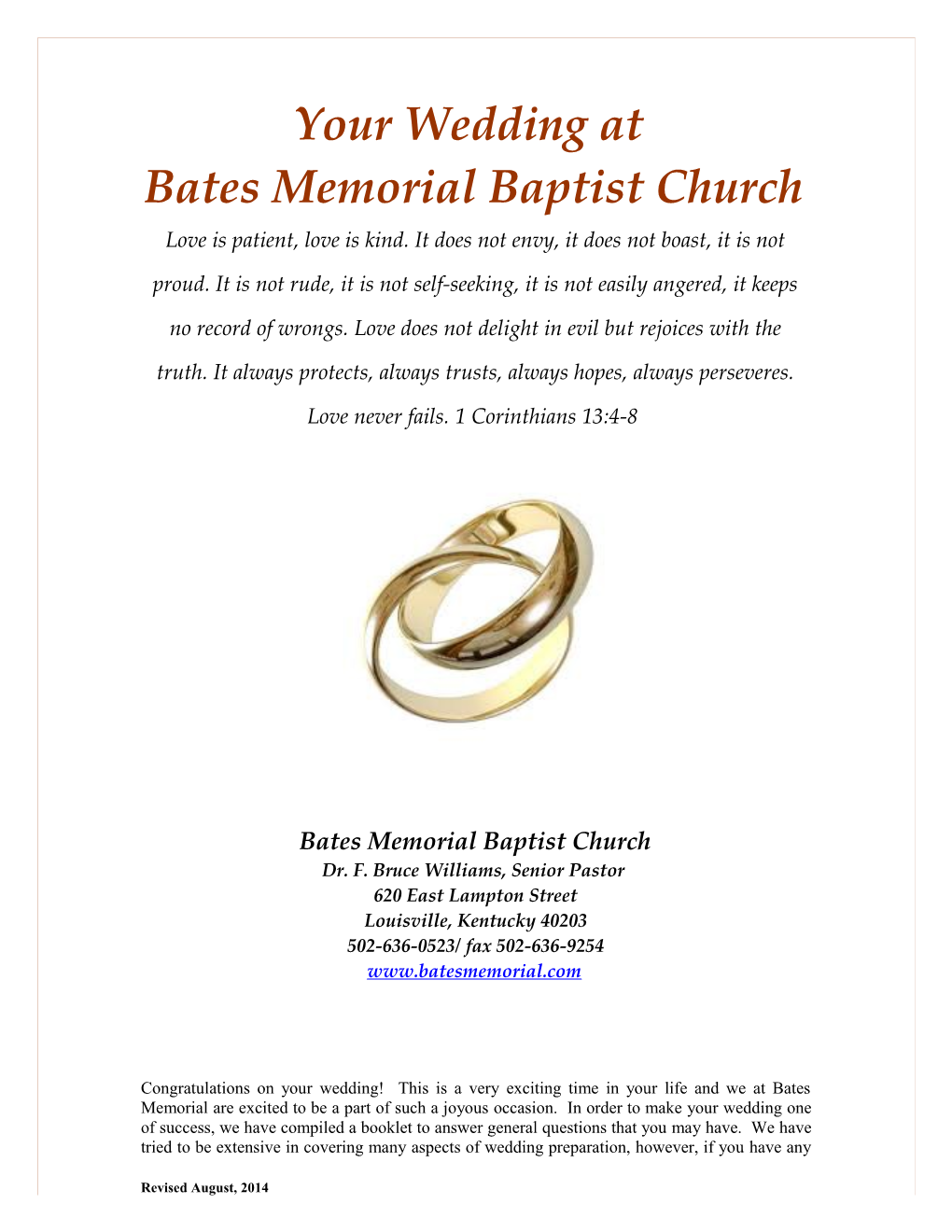 Your Wedding at Saint Clement Church GENERAL INFORMATION