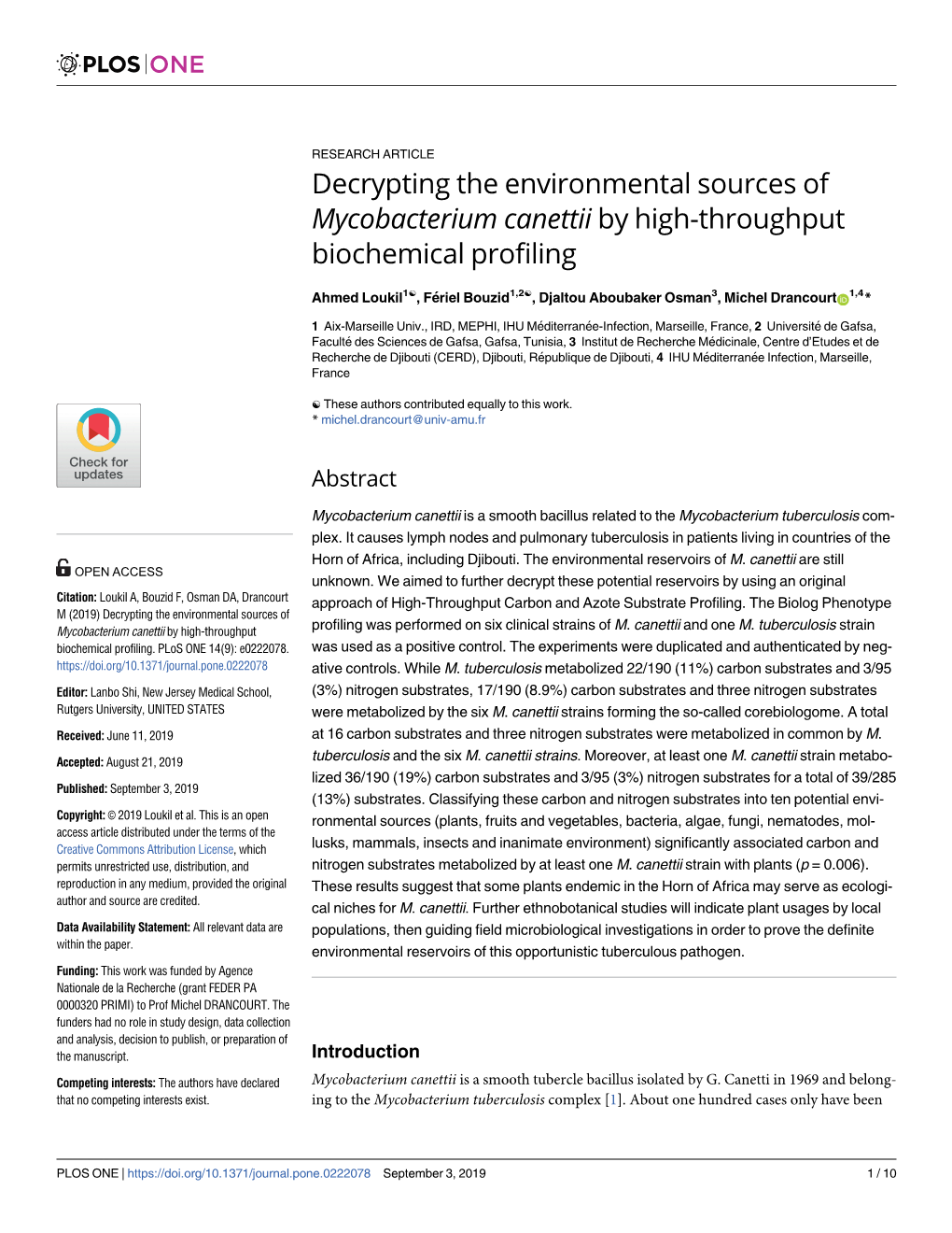 Decrypting the Environmental Sources of Mycobacterium Canettii by High-Throughput Biochemical Profiling