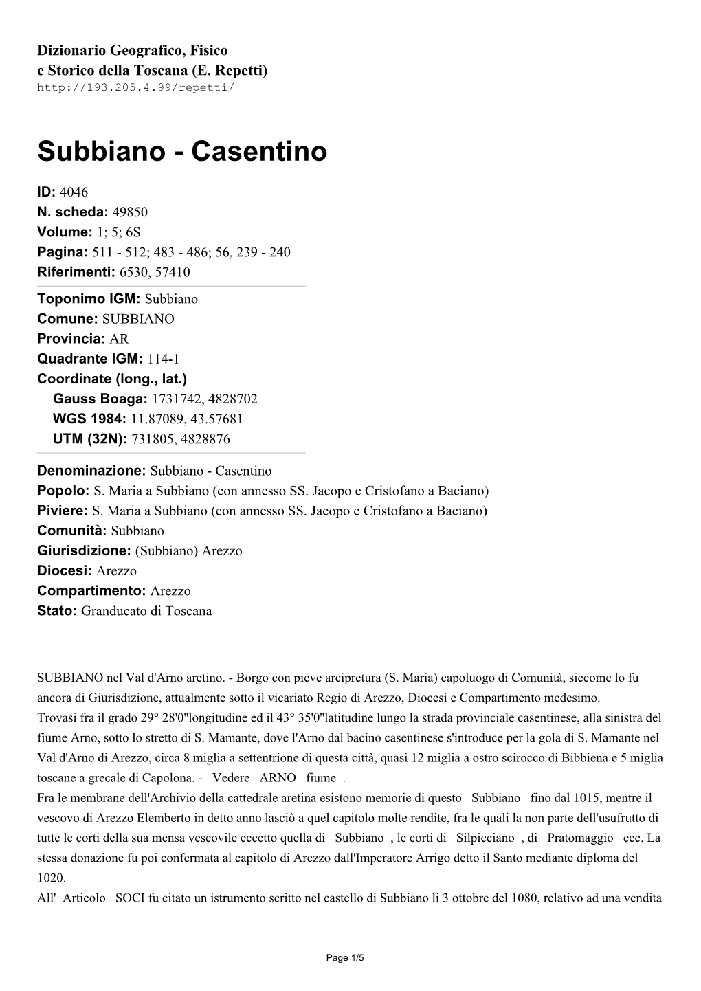 Subbiano - Casentino