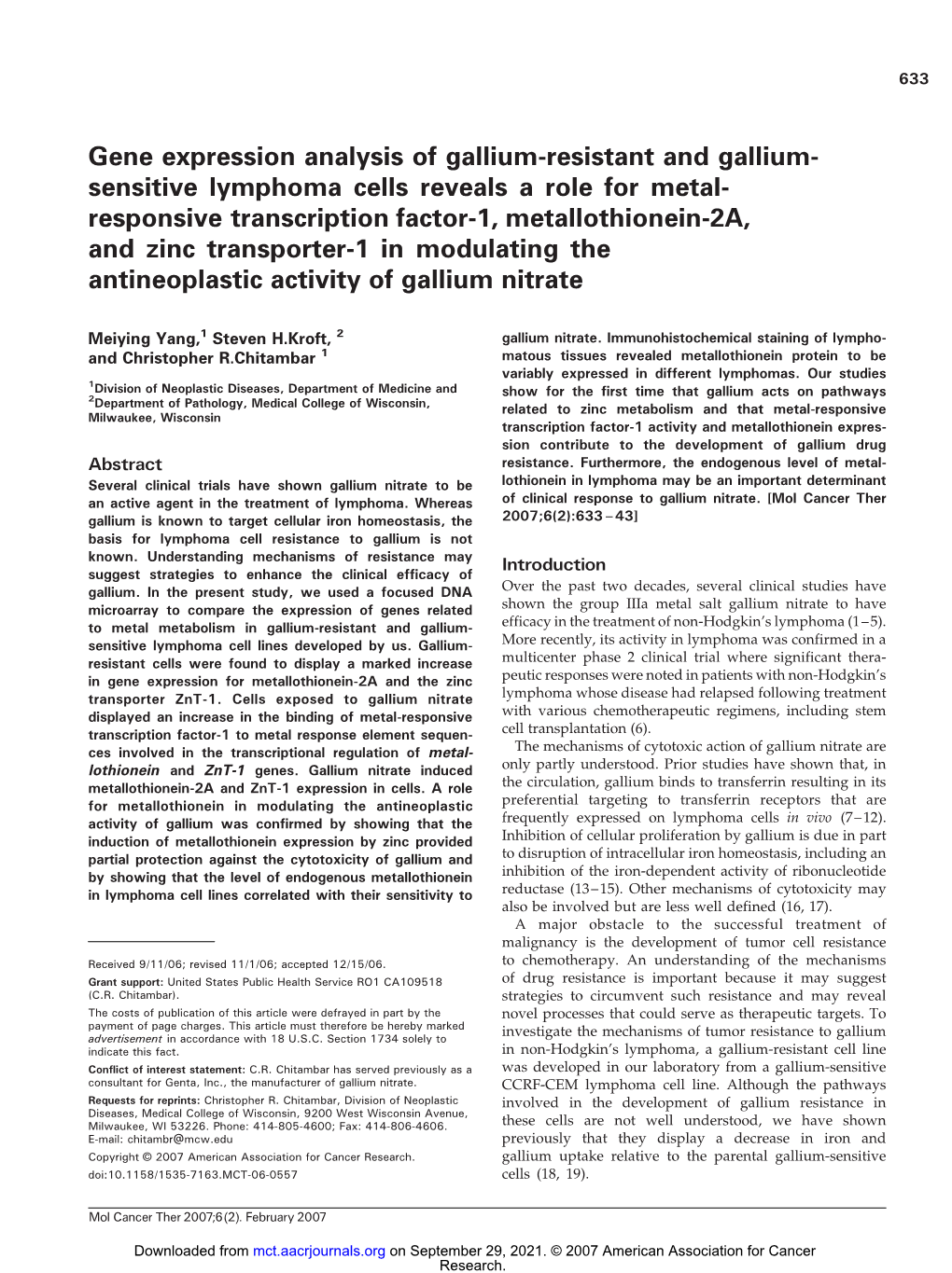 Gene Expression Analysis of Gallium