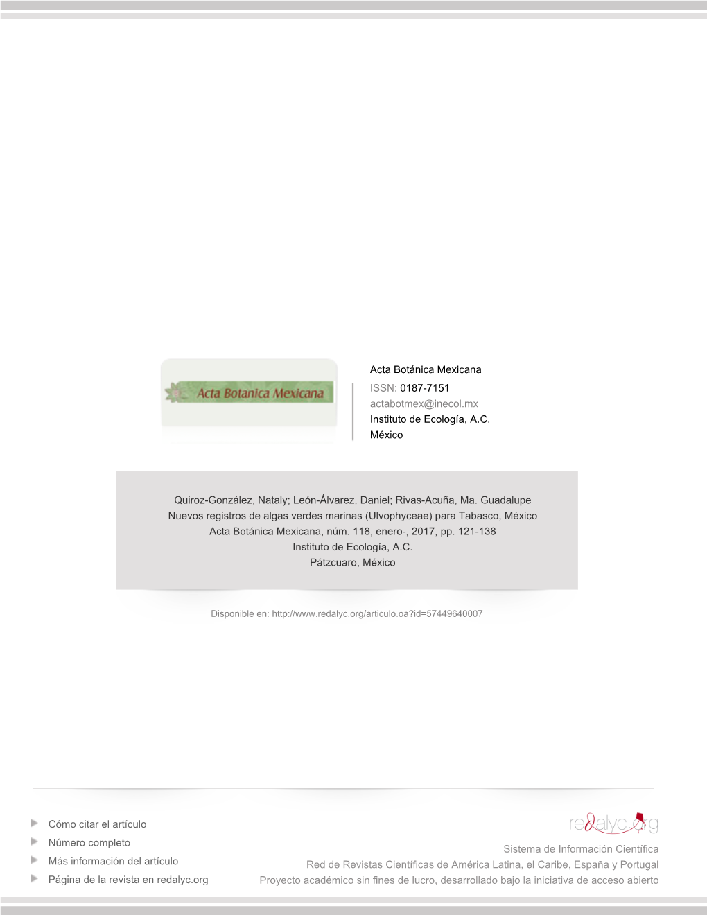 Redalyc.Nuevos Registros De Algas Verdes Marinas (Ulvophyceae)