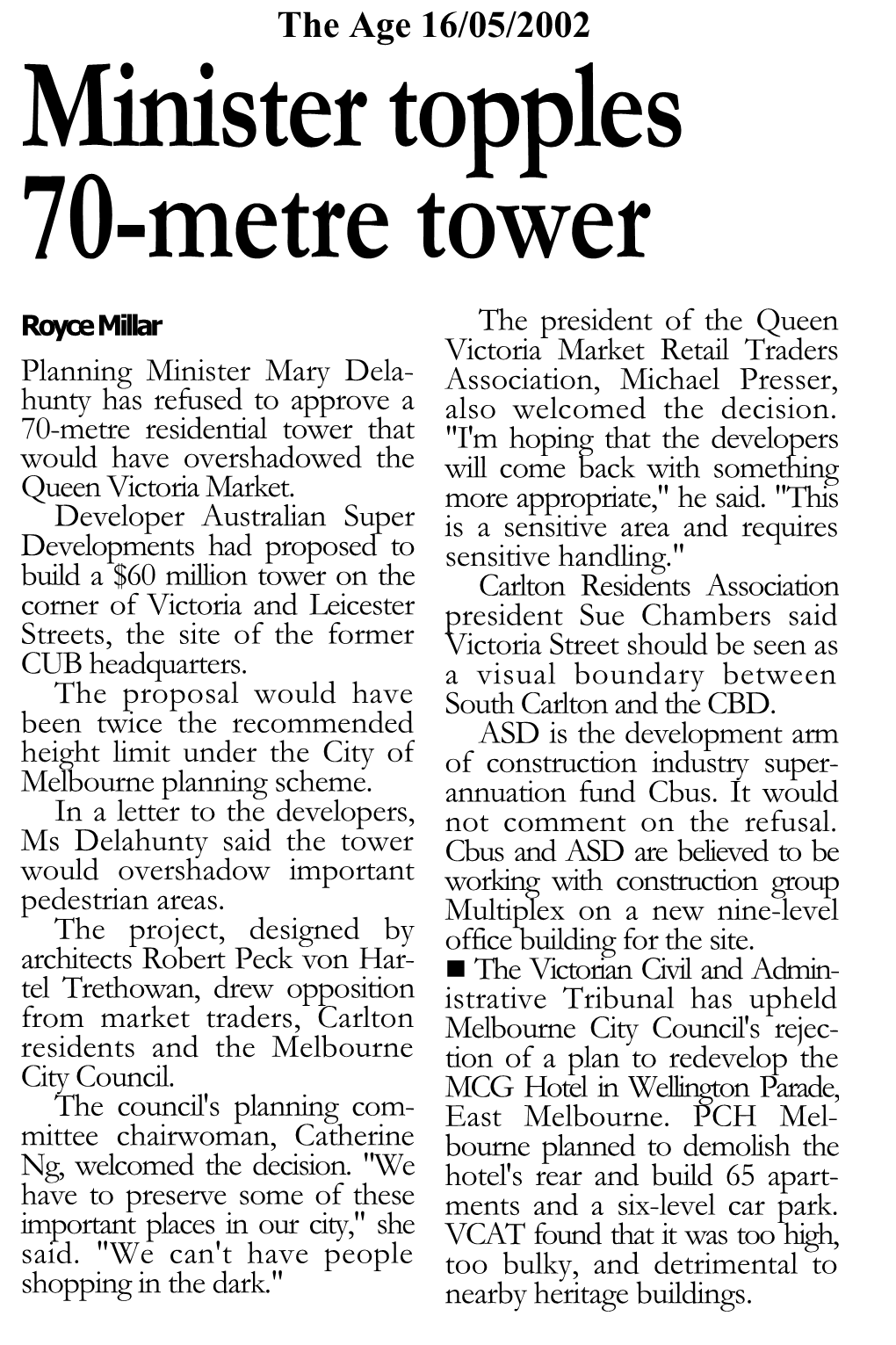 Minister Topples 70-Metre Tower