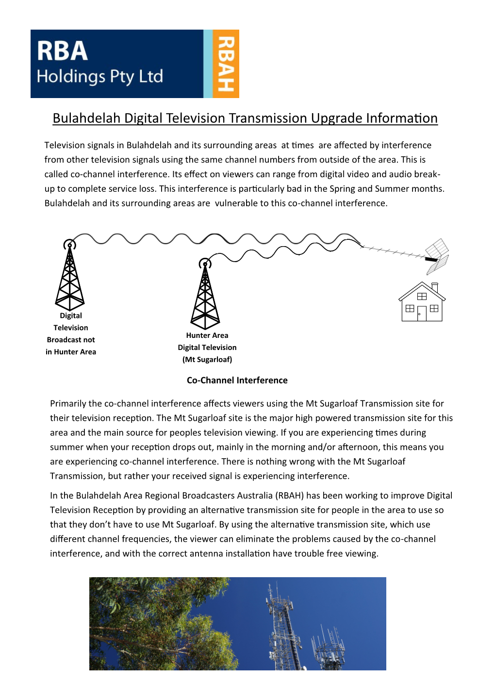 Bulahdelah Digital Television Transmission Upgrade Information