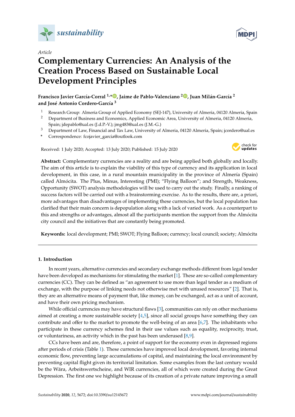 Complementary Currencies: an Analysis of the Creation Process Based on Sustainable Local Development Principles